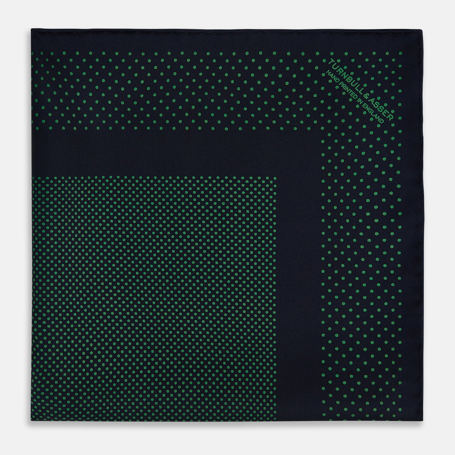 View 3 of product Navy and Green Dot Silk Pocket Square