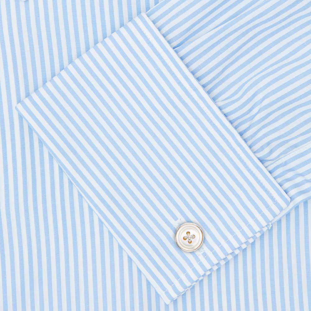 Light Blue Bengal Stripe Shirt with T&A Collar and Double Cuffs
