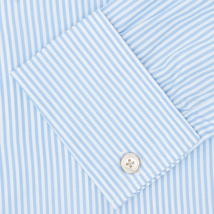 Light Blue Bengal Stripe Shirt with T&A Collar and Double Cuffs Image 2