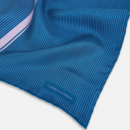 Blue and Lilac Stripe Silk Pocket Square