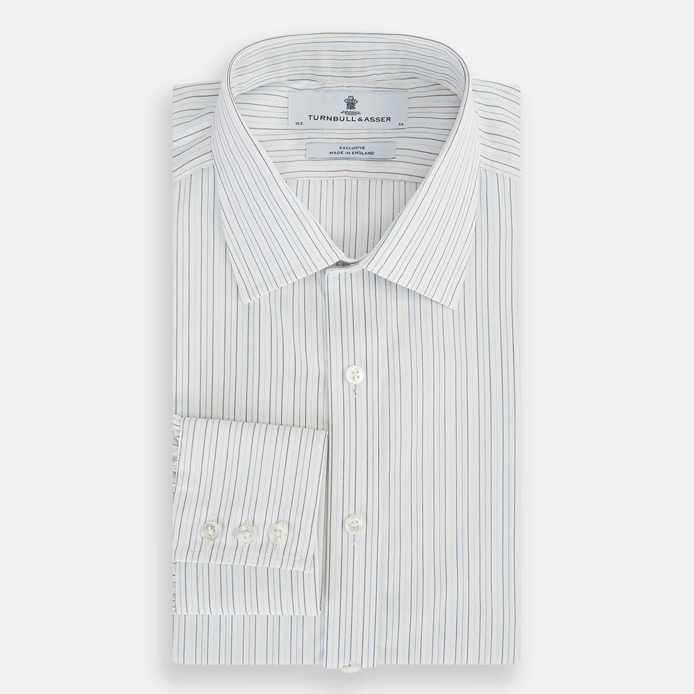 Blue Multi-Tone Double Pinstripe Mayfair Shirt