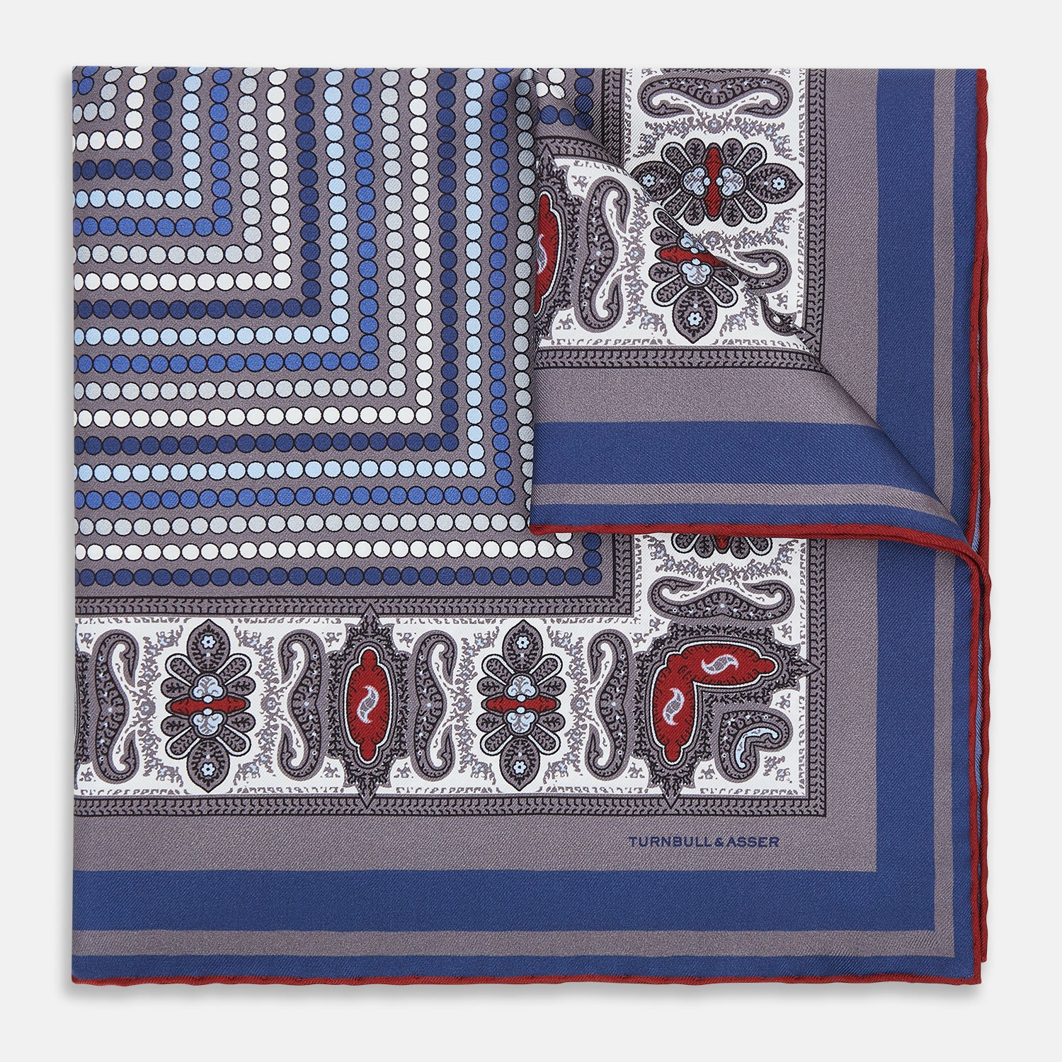 Image 5 of product Ash Dots and Paisley Silk Pocket Square