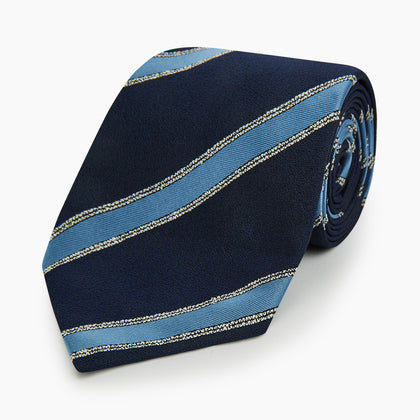 Navy Multi Stripe Silk Tie Image 4