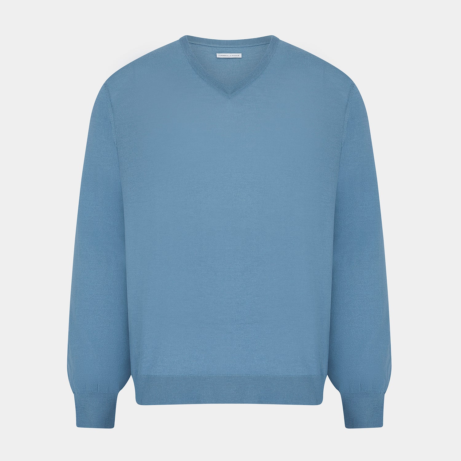 View 1 of product Pale Blue Fine Merino V-Neck Jumper