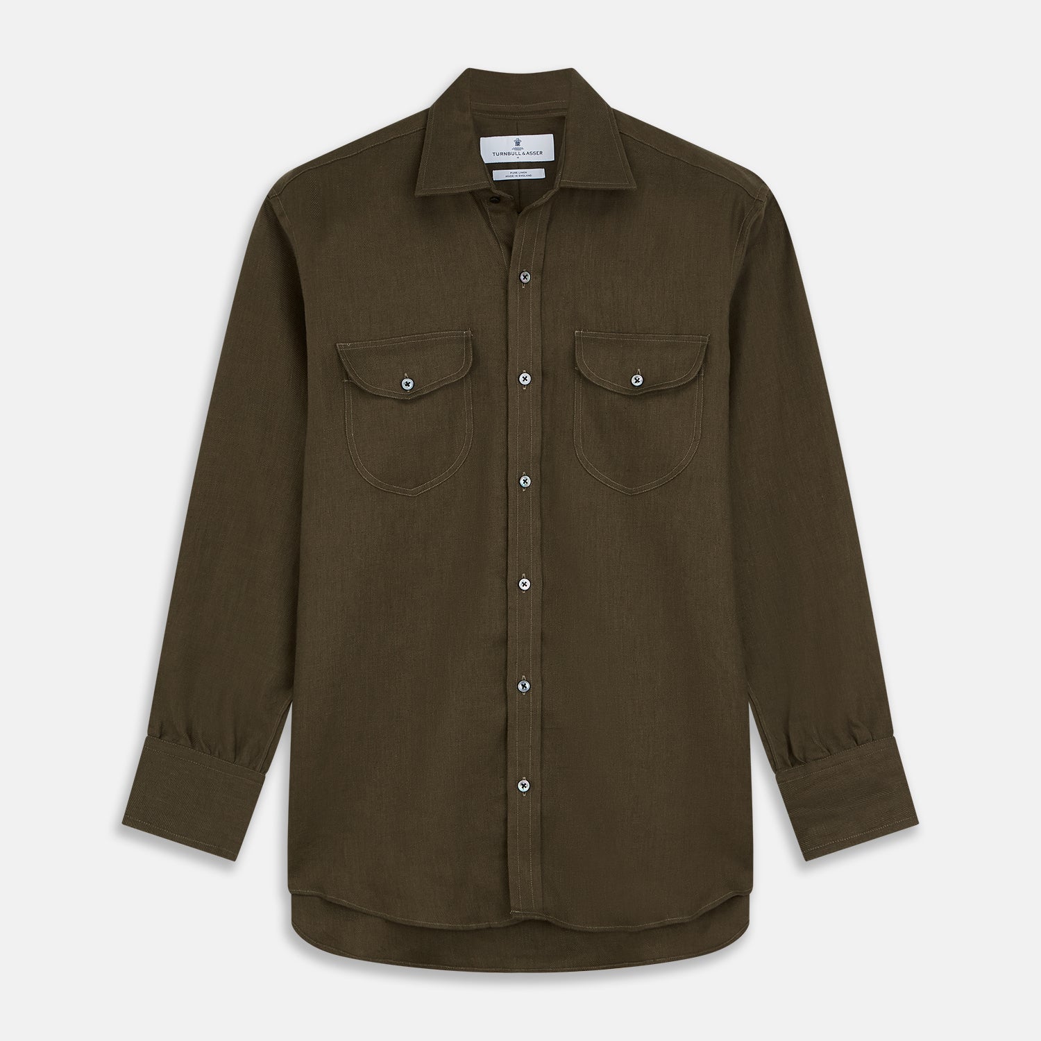 View 1 of product Khaki Green Linen Weekend Fit Langston Shirt
