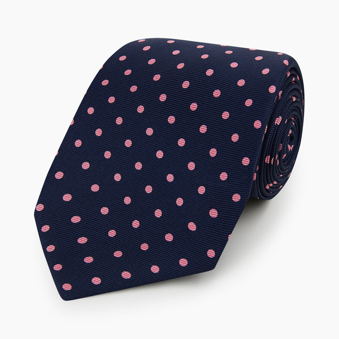 Pink Dot and Navy Silk Tie Image 4