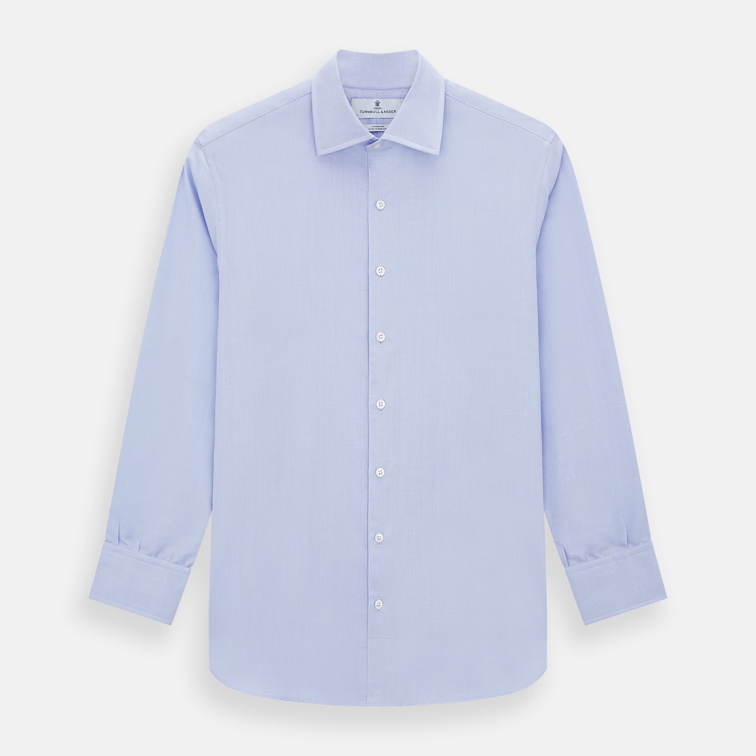 View 1 of product BLUE HERRINGBONE TAILORED FIT SHIRT WITH KENT COLLAR