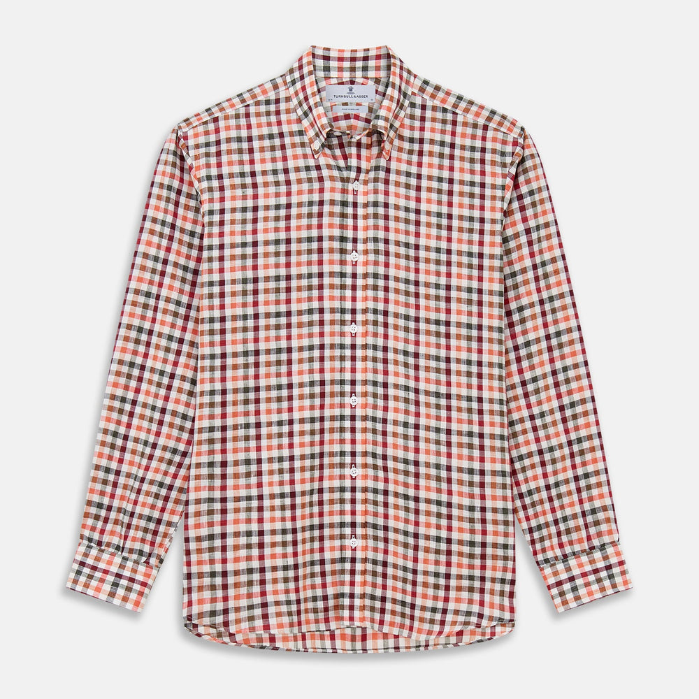 Red and Green Check Linen Blend Fabric