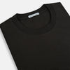 View 2 of product The Turnbull & Asser Dark Chocolate Long-Sleeve T-shirt features a minimalist crew neck design with no visible logos or patterns, shown laid flat on a white background for a versatile, understated look.