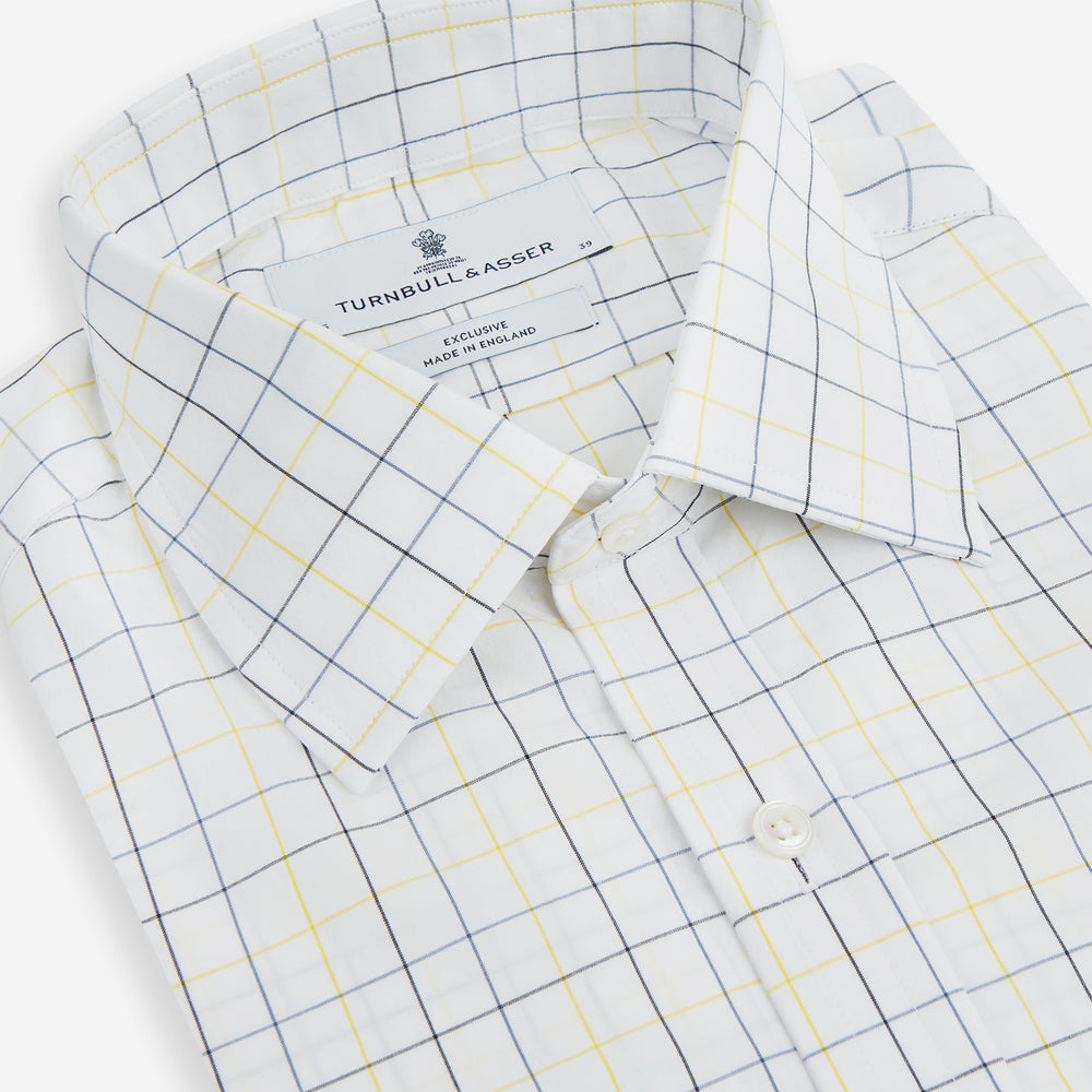 Yellow and Blue Grid Check Mayfair Shirt