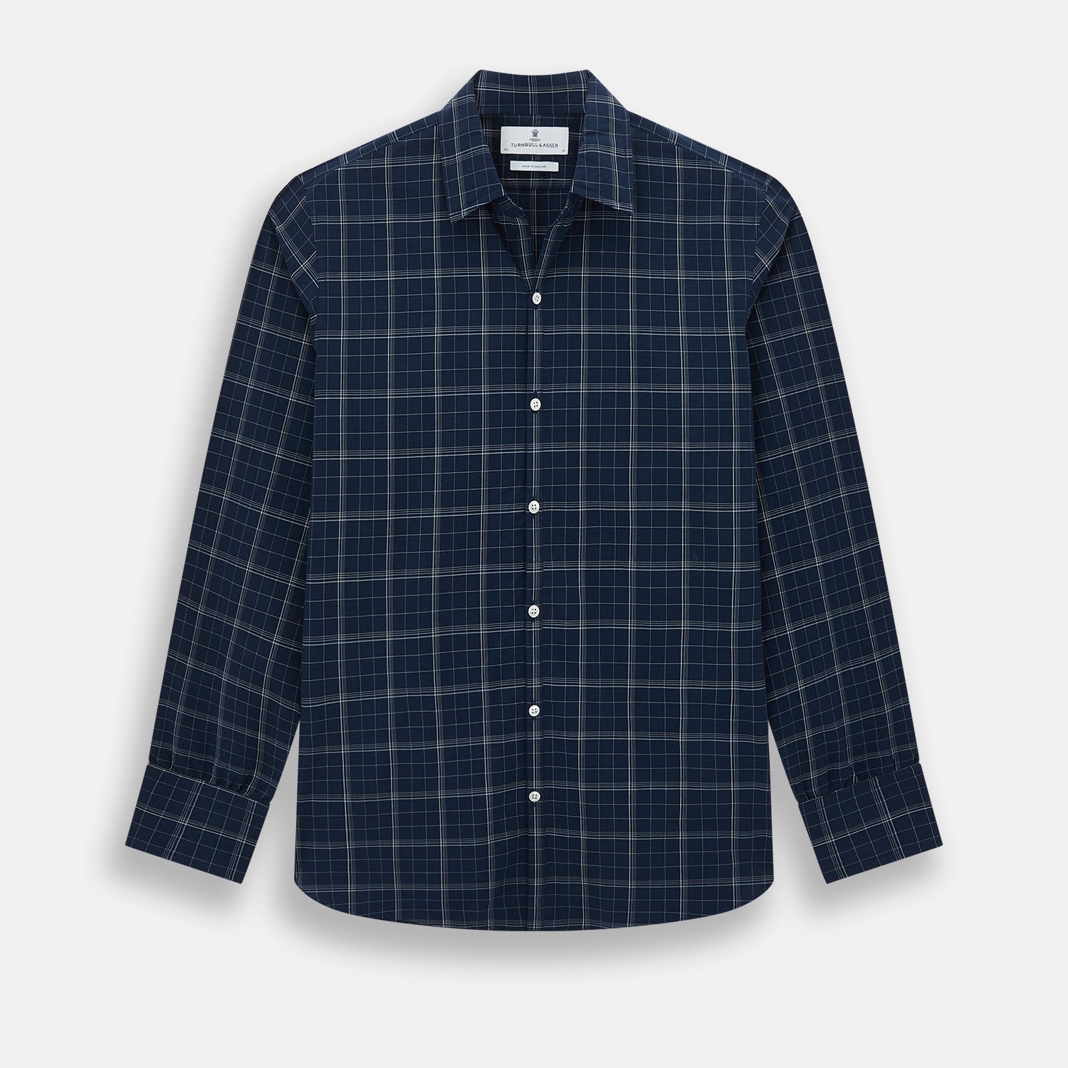 Image 1 of product Indigo and White Thin Plaid Check Windsor Shirt