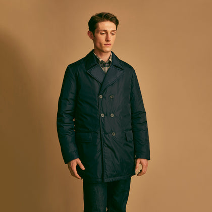 Navy Burrows Double Breasted Coat Image 4