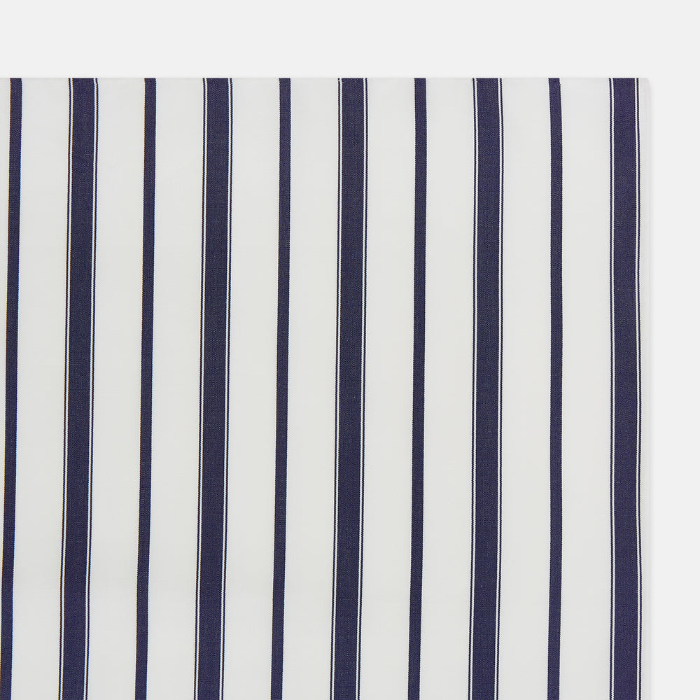 Navy Double Stripe Hand-Rolled Handkerchief