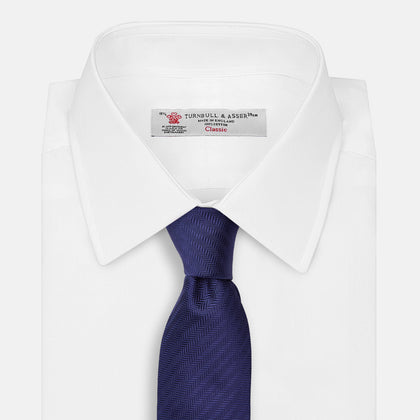 PLAIN HERRINGBONE NAVY TIE Image 3