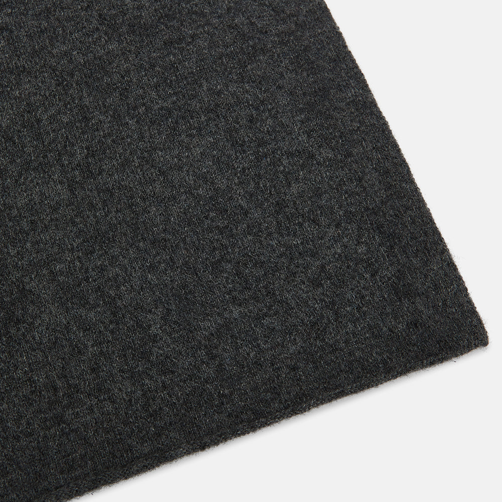 Plain Graphite Cashmere Knitted Scarf