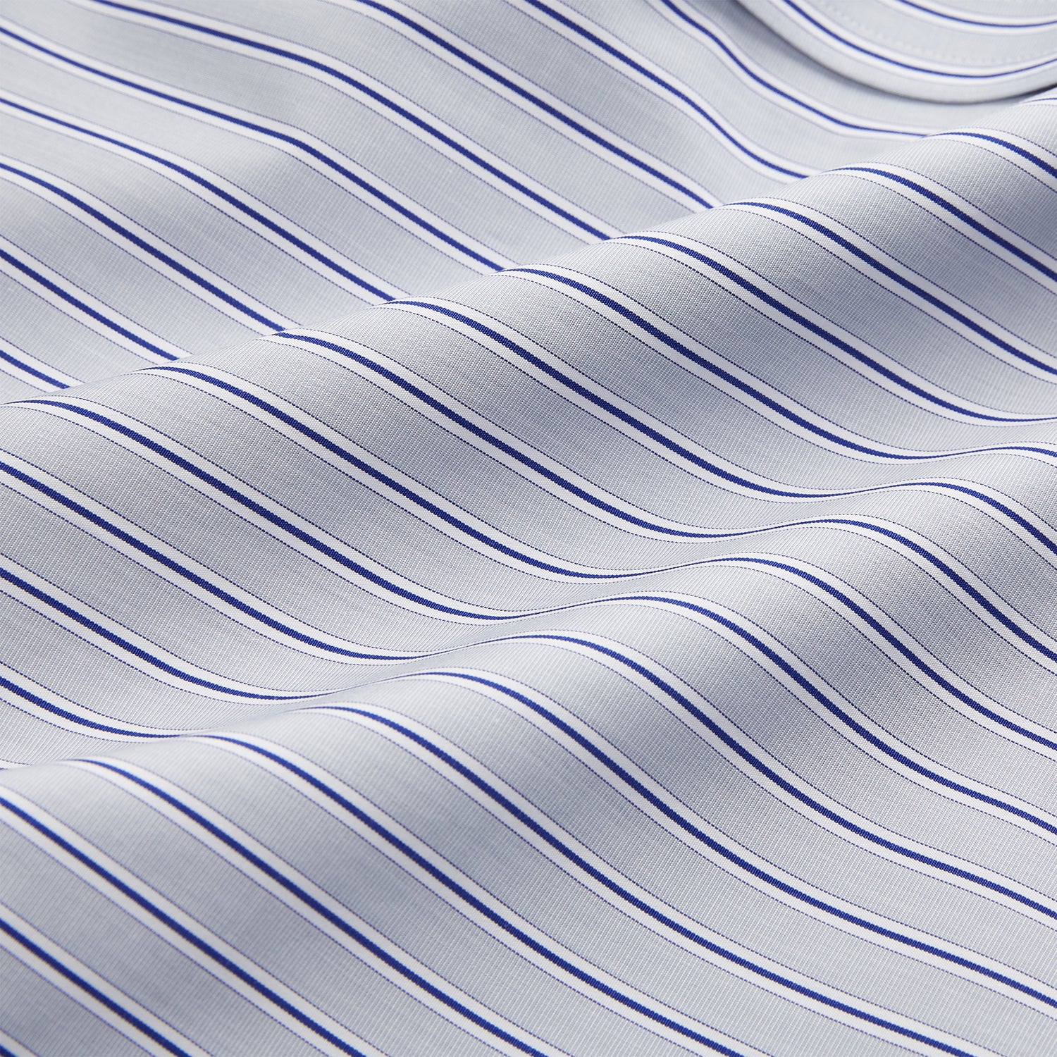 View 4 of product Navy & Blue Stripe Weekend Fit Shirt with Derby Collar and Single Button Cuffs