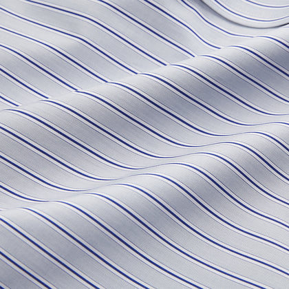 Navy & Blue Stripe Weekend Fit Shirt with Derby Collar and Single Button Cuffs Image 3