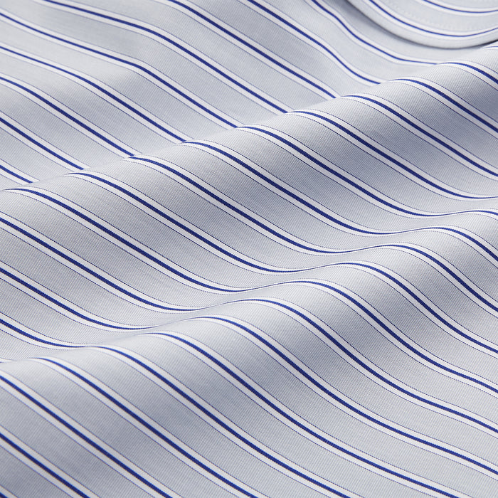 Navy & Blue Stripe Weekend Fit Shirt with Derby Collar and Single Button Cuffs Image 3