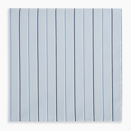 Navy and Blue Combination Stripe Hand-Rolled Handkerchief Image 3