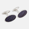 View 1 of product Navy Striped Oval Enamel Cufflinks