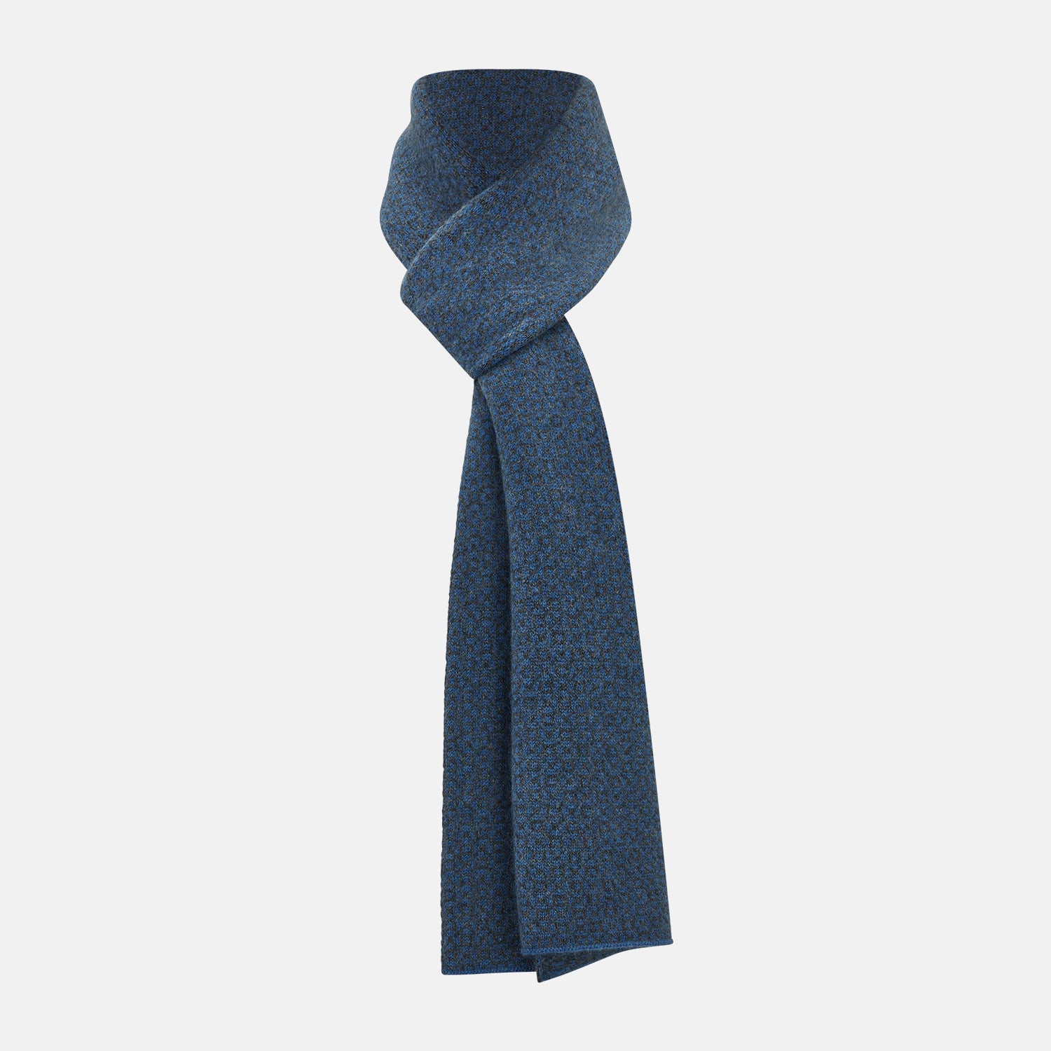 Image 1 of product Azzurro and Graphite Lozenge-Patterned Cashmere Knitted Scarf
