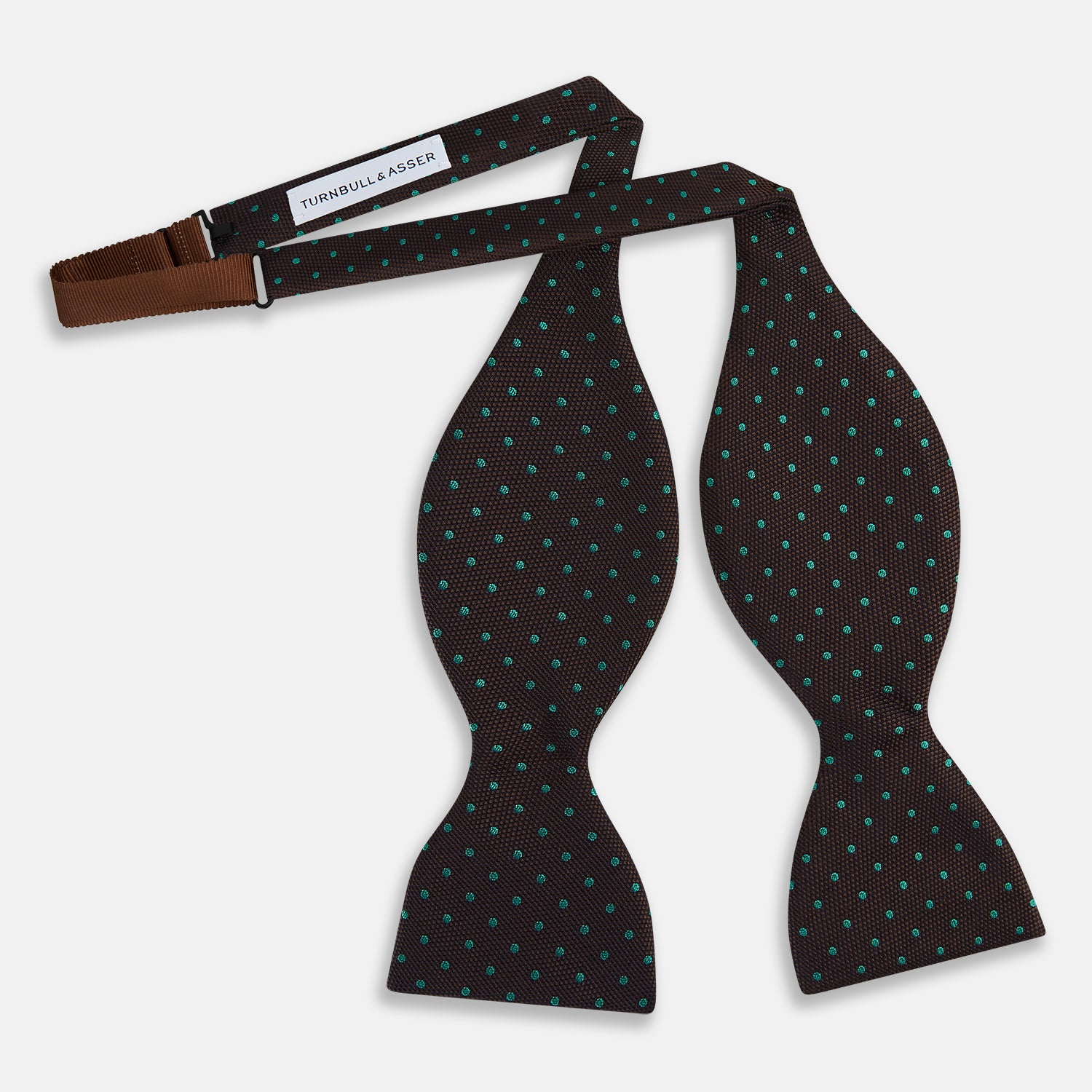 View 3 of product Blue and Brown Micro Dot Silk Bow Tie