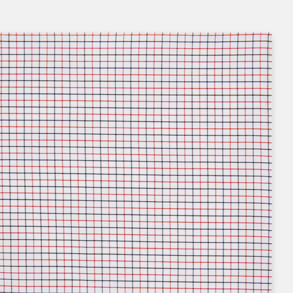 Hand Rolled Red and Navy Graph Check Handkerchief