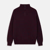View 1 of product Burgundy Mullion Half Zip Rib Cashmere Jumper