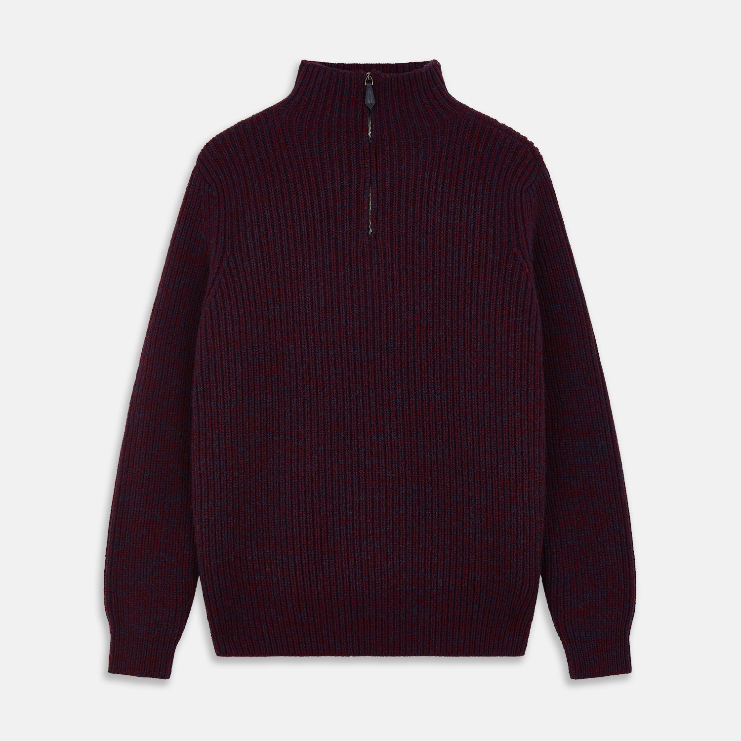 View 1 of product Burgundy Mullion Half Zip Rib Cashmere Jumper