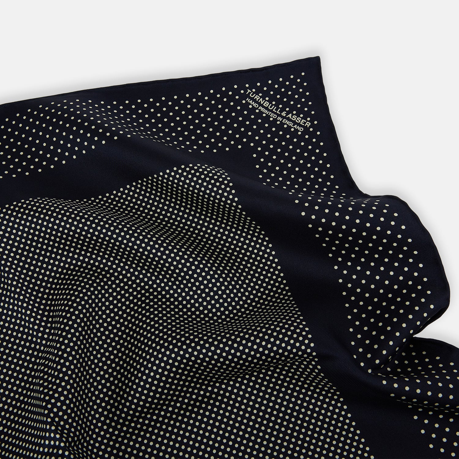 Navy and Cream Dot Silk Pocket Square