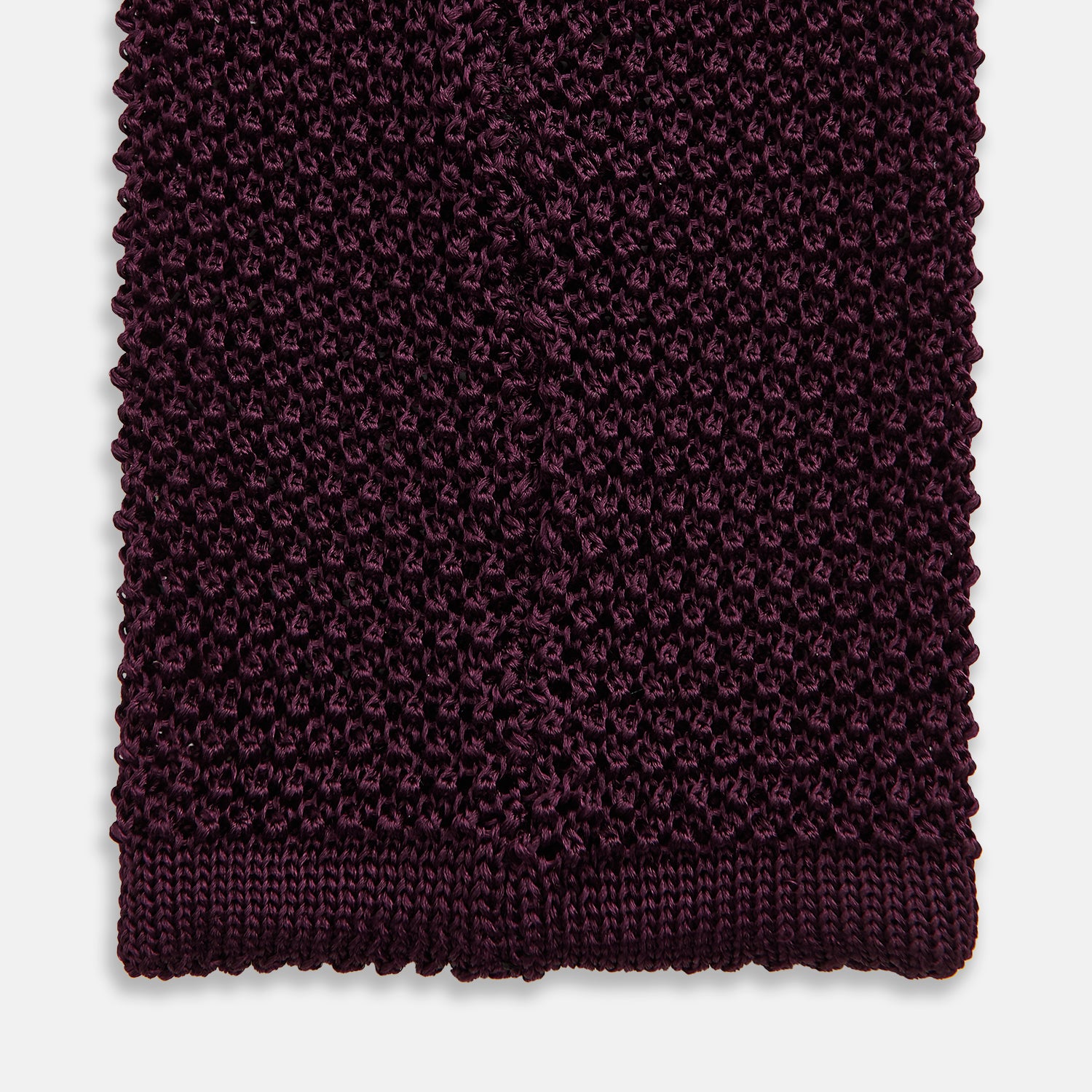View 4 of product KNITTED BURGUNDY SQUARE SILK PLAIN TIE