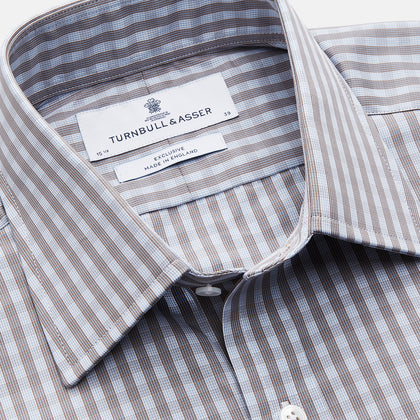 Pale Blue Multi Check Cotton Regular Fit Mayfair Shirt