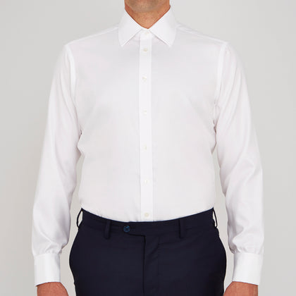 White Oxford Shirt with T&A Collar and Double Cuffs Image 1