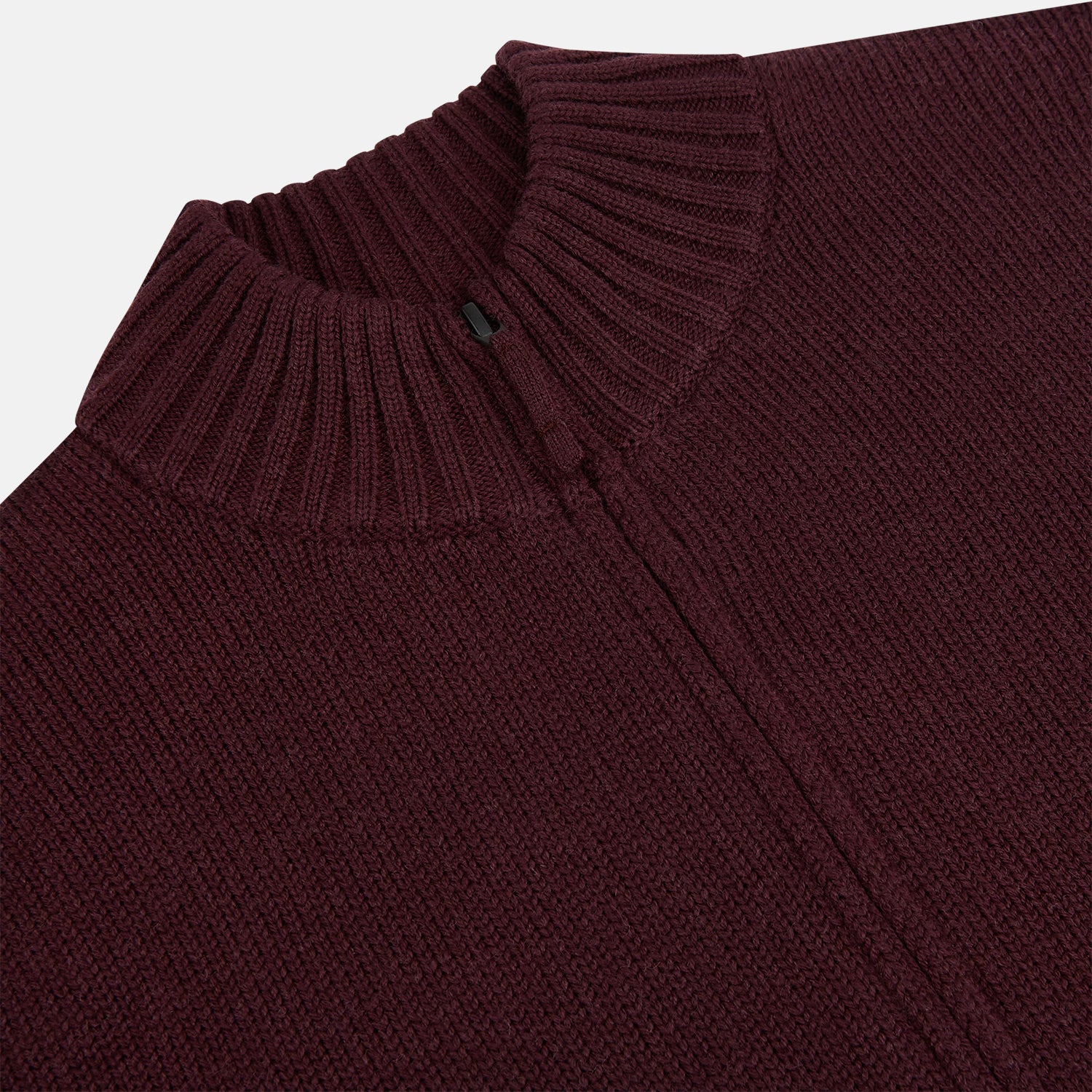 View 2 of product Burgundy Merino High Neck Zipped Cardigan