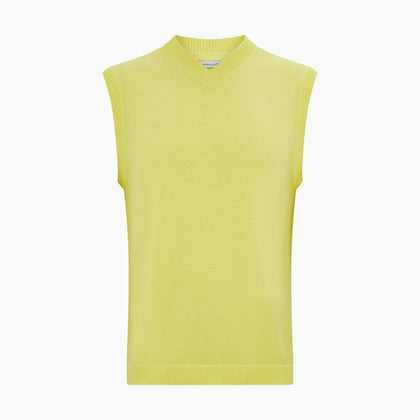 Bright Yellow Fine Merino V-Neck Vest Image 3