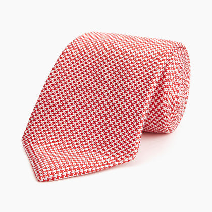 HOUNDSTOOTH WHITE TULIP RED TIE Image 4