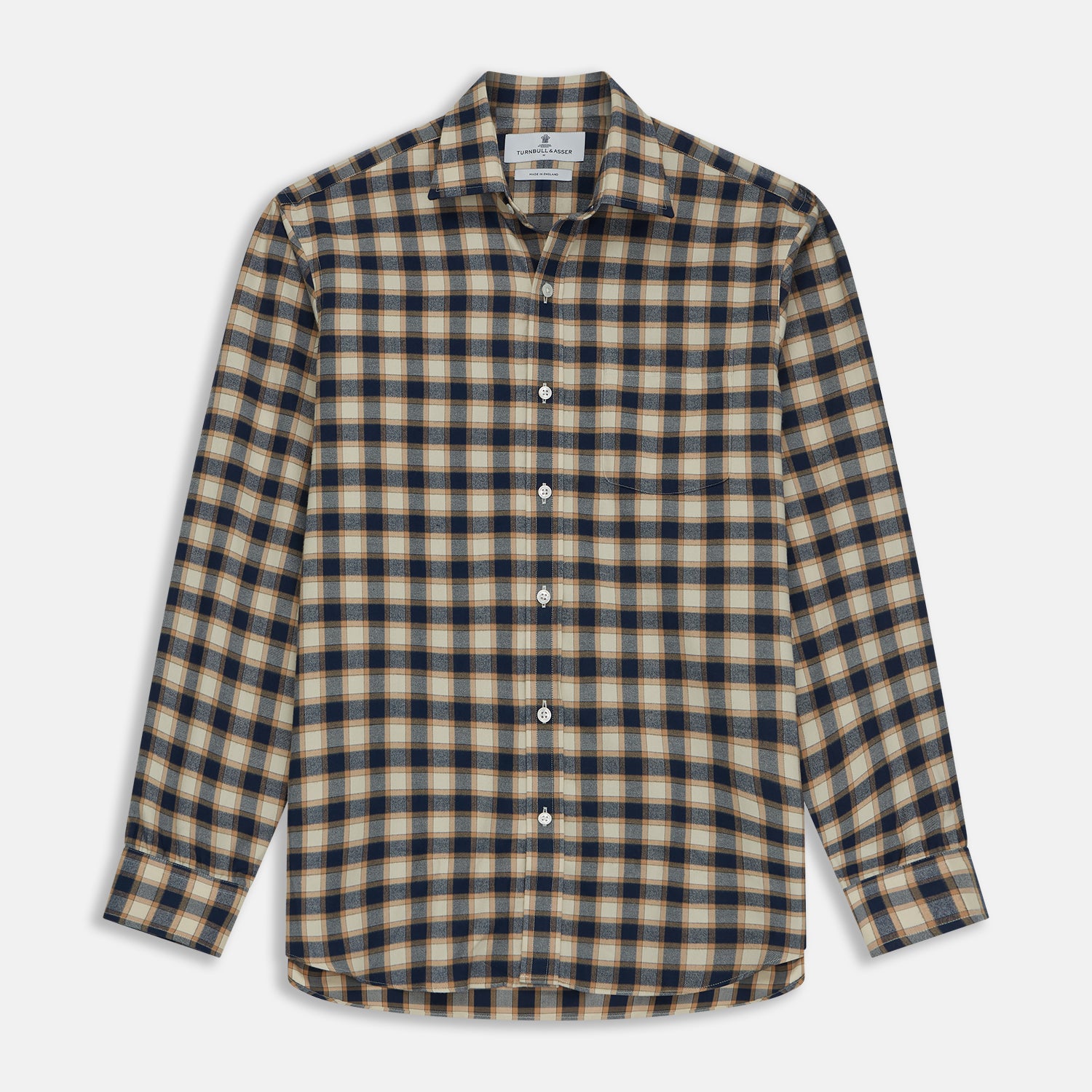 View 1 of product Blue Multi Check Weekend Fit Shirt with Derby Collar and 1-Button Cuffs
