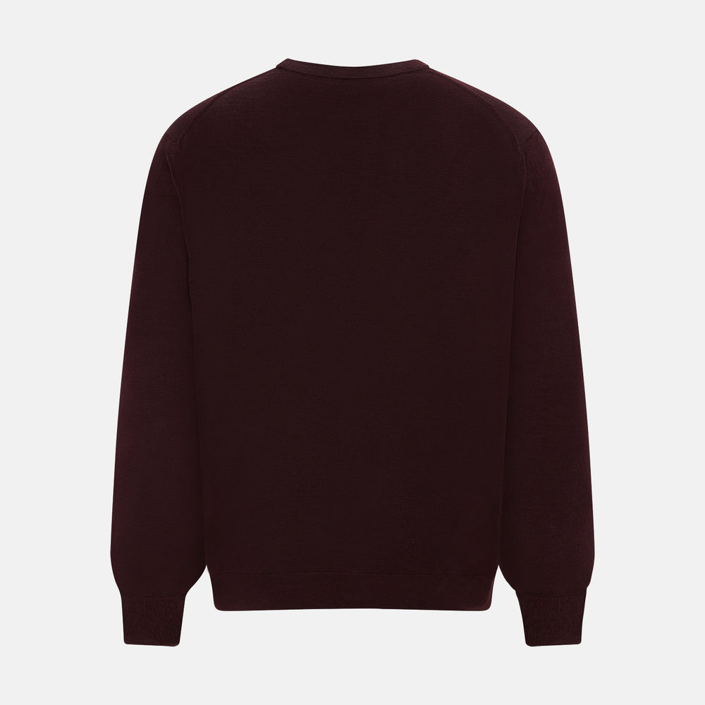 Burgundy Fine Merino V-Neck Cardigan
