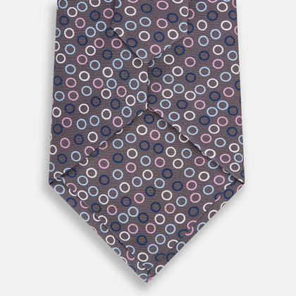 Purple and Blue Circle Ash Silk Tie Image 2