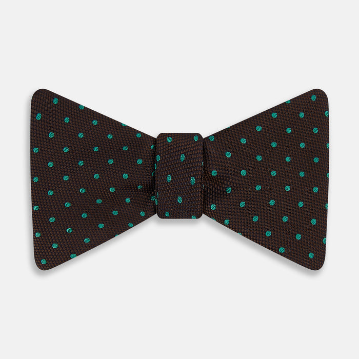 Blue and Brown Micro Dot Silk Bow Tie