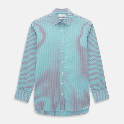 Turquoise Ticking Stripe Mayfair Shirt