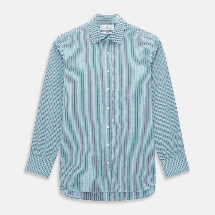 Turquoise Ticking Stripe Mayfair Shirt