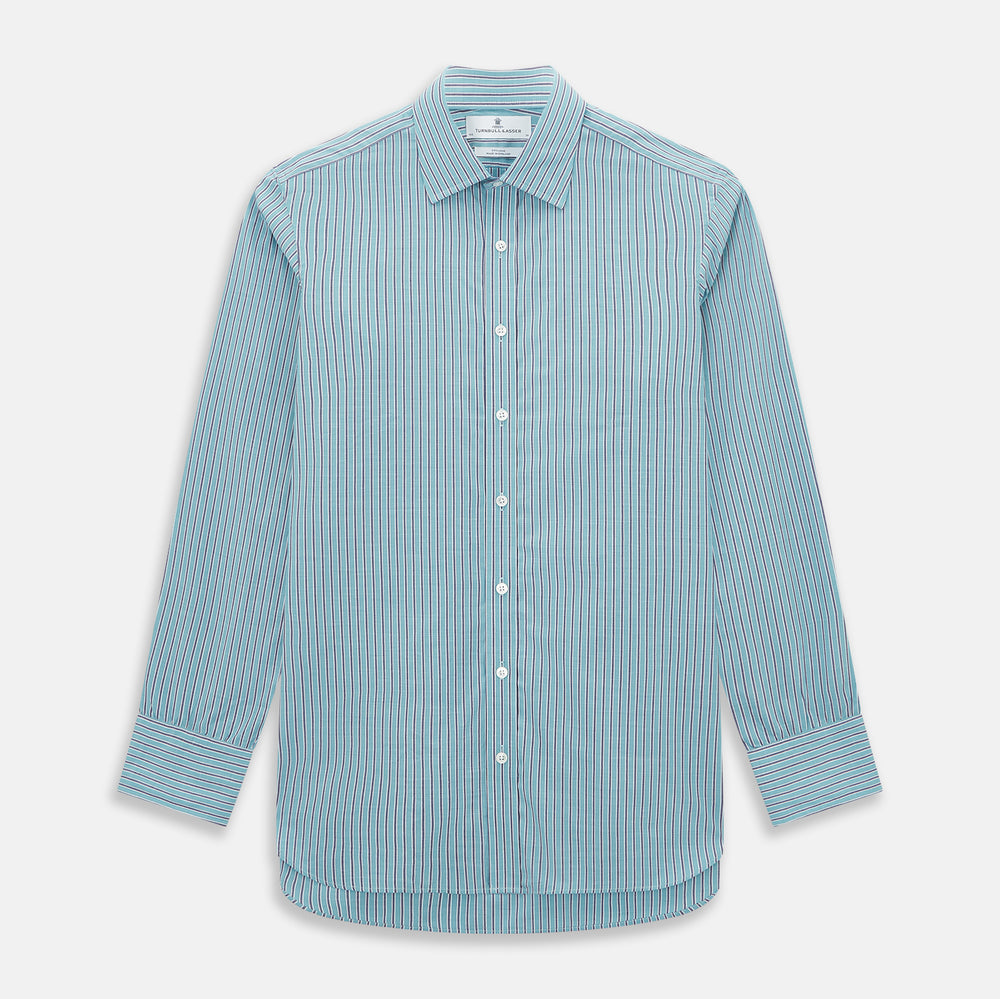 Turquoise Ticking Stripe Mayfair Shirt