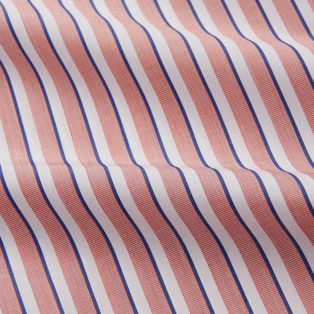 Orange and White Stripe Cotton Regular Fit Mayfair Shirt