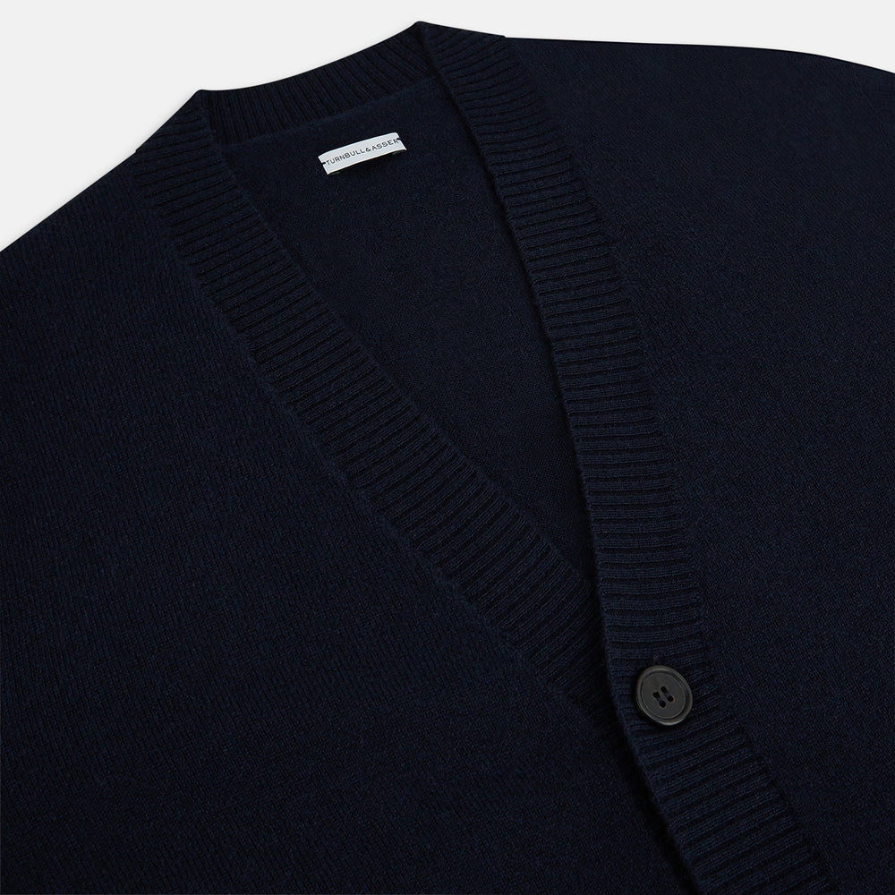Navy V-Neck Cashmere Cardigan