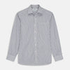 View 1 of product Navy Stripe Weekend Fit Shirt with Derby Collar and 1-Button Cuffs