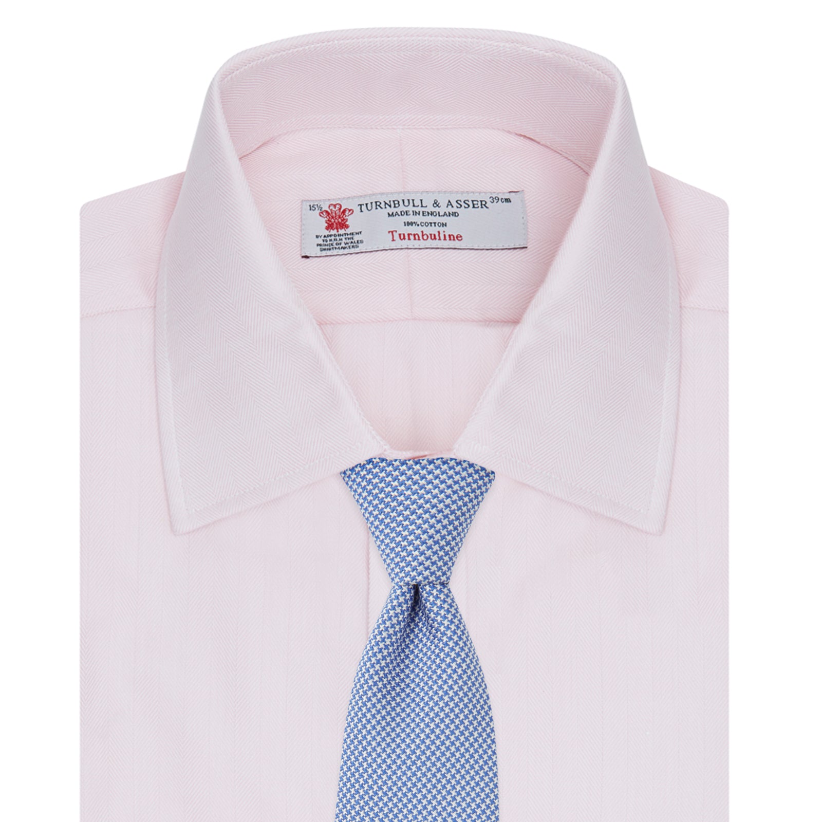 Pink Herringbone Superfine Cotton Shirt with T&A Collar and Double Cuffs