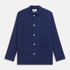 View 5 of product Blue and Navy Candy Stripe Silk Hyde Pyjamas Set