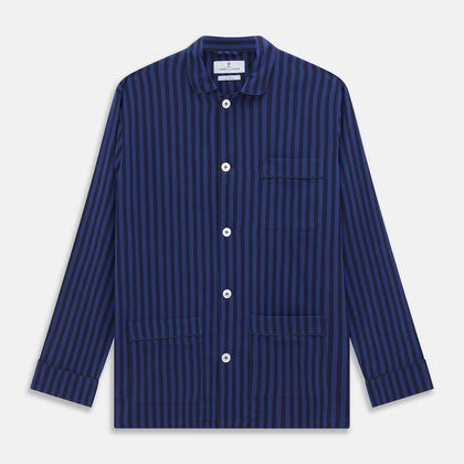 Blue and Navy Candy Stripe Silk Hyde Pyjamas Set Image 4
