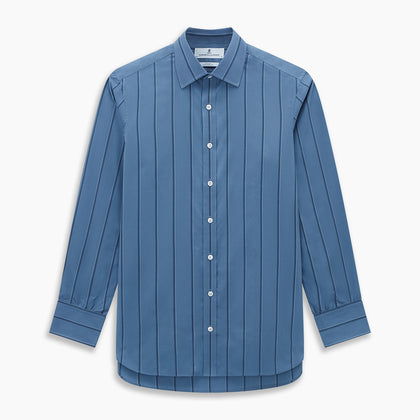 Steel Grey and Navy Track Stripe Mayfair Shirt Image 6